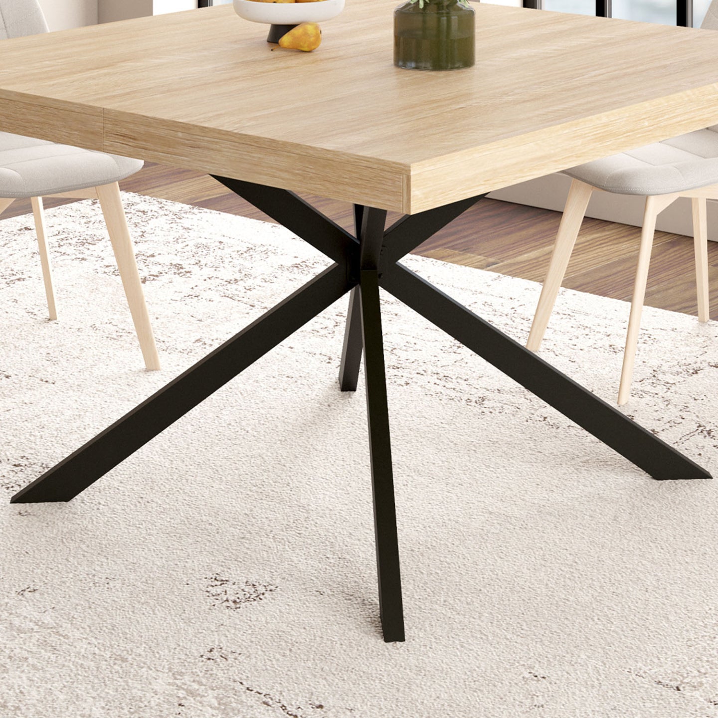IDMarket - ALIX base de mesa de metal negro 130 cm diseño industrial