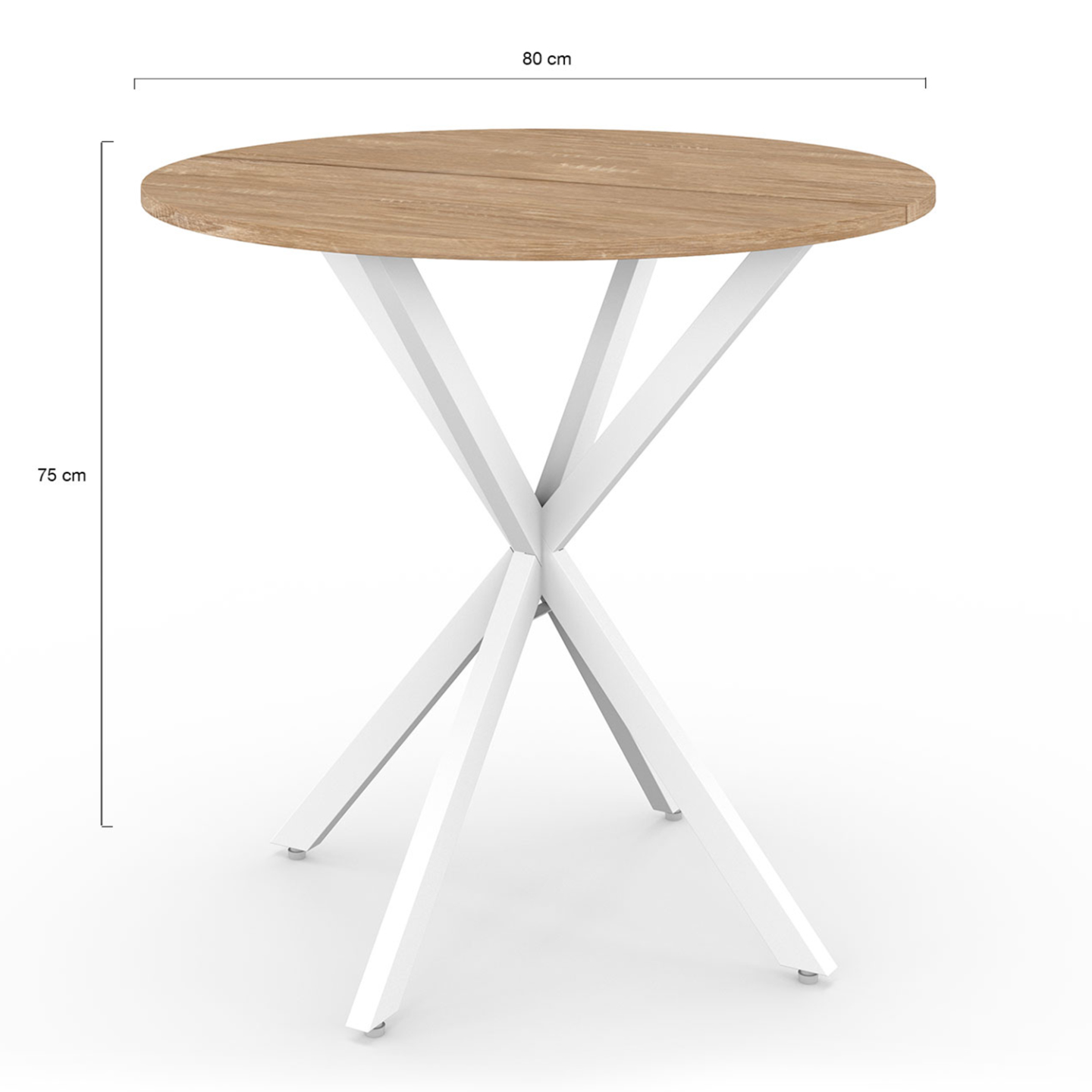 IDMarket - ALIX mesa de comedor redonda para 2 a 4 personas, de madera y pata de araña blanca 80 cm