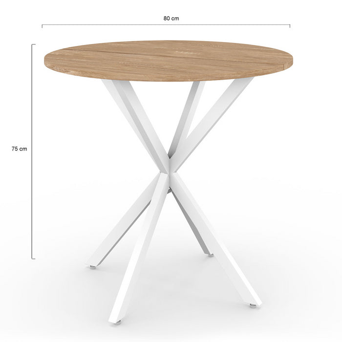 IDMarket - ALIX mesa de comedor redonda para 2 a 4 personas, de madera y pata de araña blanca 80 cm