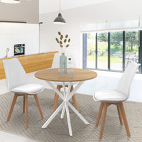 IDMarket - ALIX mesa de comedor redonda para 2 a 4 personas, de madera y pata de araña blanca 80 cm