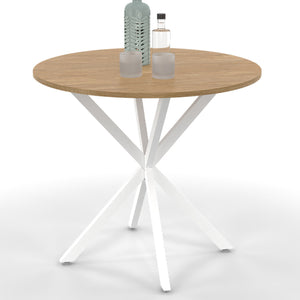 IDMarket - ALIX mesa de comedor redonda para 2 a 4 personas, de madera y pata de araña blanca 80 cm