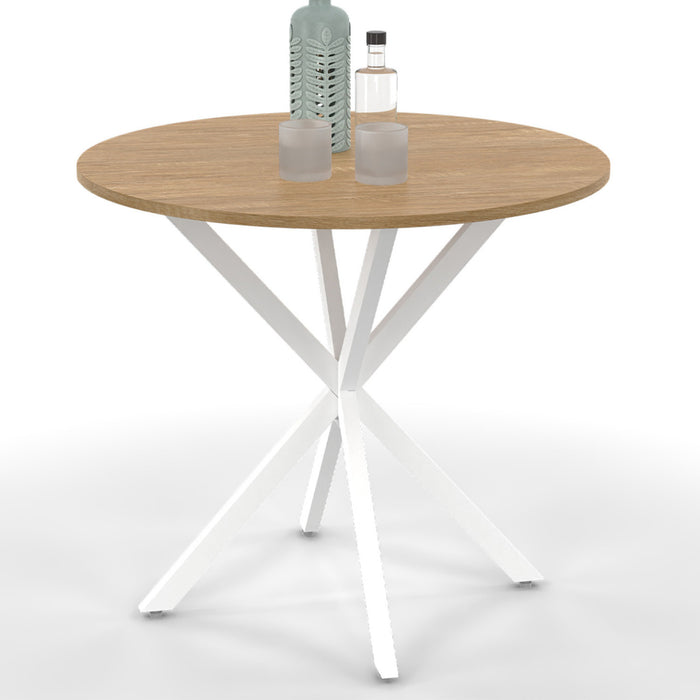 IDMarket - ALIX mesa de comedor redonda para 2 a 4 personas, de madera y pata de araña blanca 80 cm