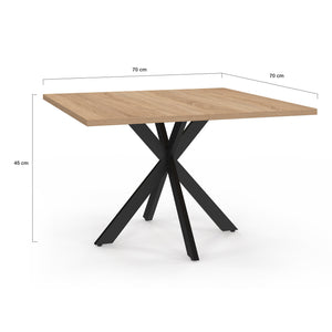 IDMarket - ALIX tavolino quadrato con gamba a ragno 70 cm legno e nero