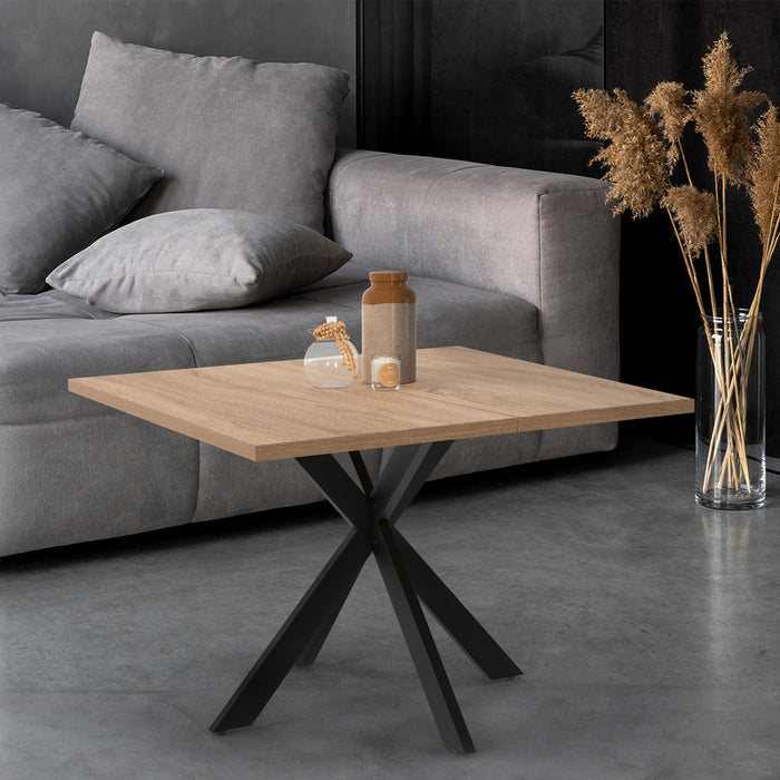 IDMarket - ALIX tavolino quadrato con gamba a ragno 70 cm legno e nero