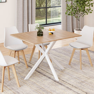 IDMarket - ALIX Tavolo da pranzo rettangolare per 6 persone con gambe in legno e ragno bianco 110 cm