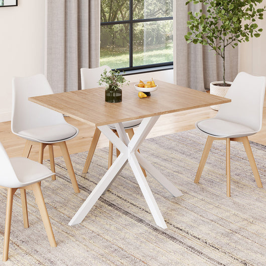 IDMarket - ALIX Tavolo da pranzo rettangolare per 6 persone con gambe in legno e ragno bianco 110 cm