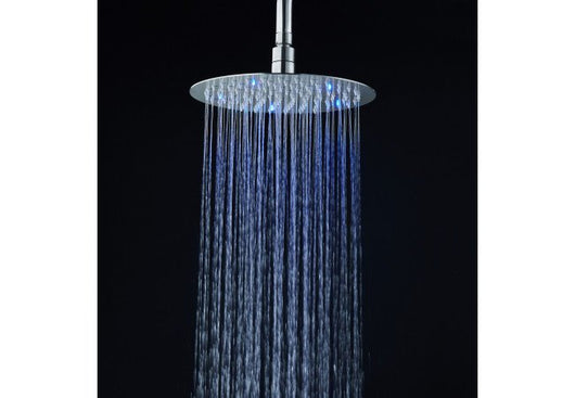 Soffione doccia ultraslim tondo con led cromoterapia acciaio inox satinato D25 cm VEGAS