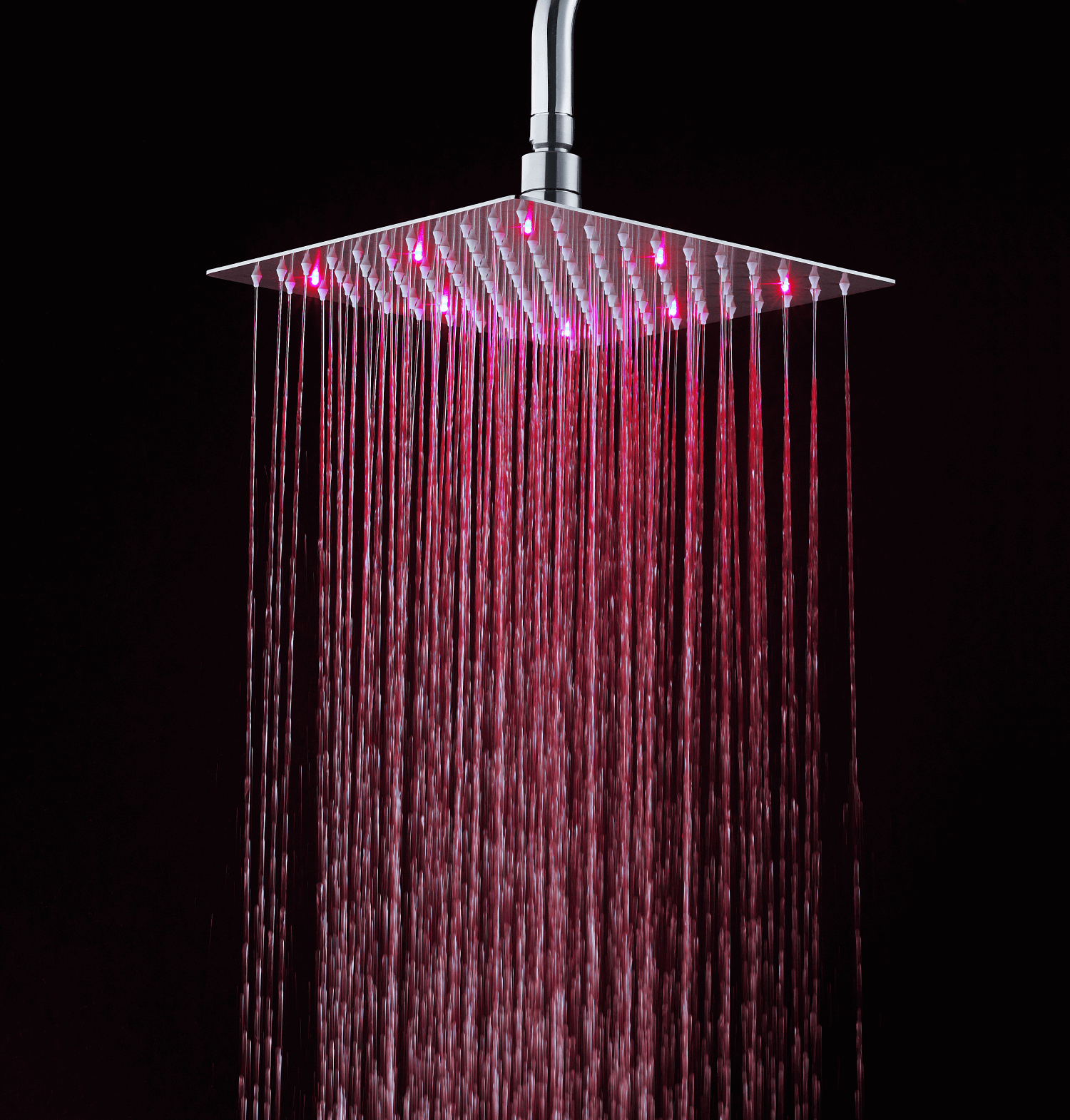 Soffione doccia ultraslim quadrato con led cromoterapia acciaio inox satinato 25x25 cm VEGAS