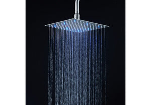 Soffione doccia ultraslim quadrato con led cromoterapia acciaio inox satinato 20x20 cm VEGAS