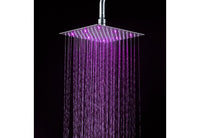 Soffione doccia ultraslim quadrato con led cromoterapia acciaio inox satinato 20x20 cm VEGAS