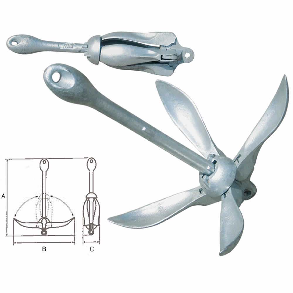 Ancora ad ombrello zincata da kg 8 per barca gommone