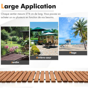 Vialetto da giardino in legno da 245 cm con filo di acciaio e struttura antiscivolo per giardino cortile mare 20_0007634