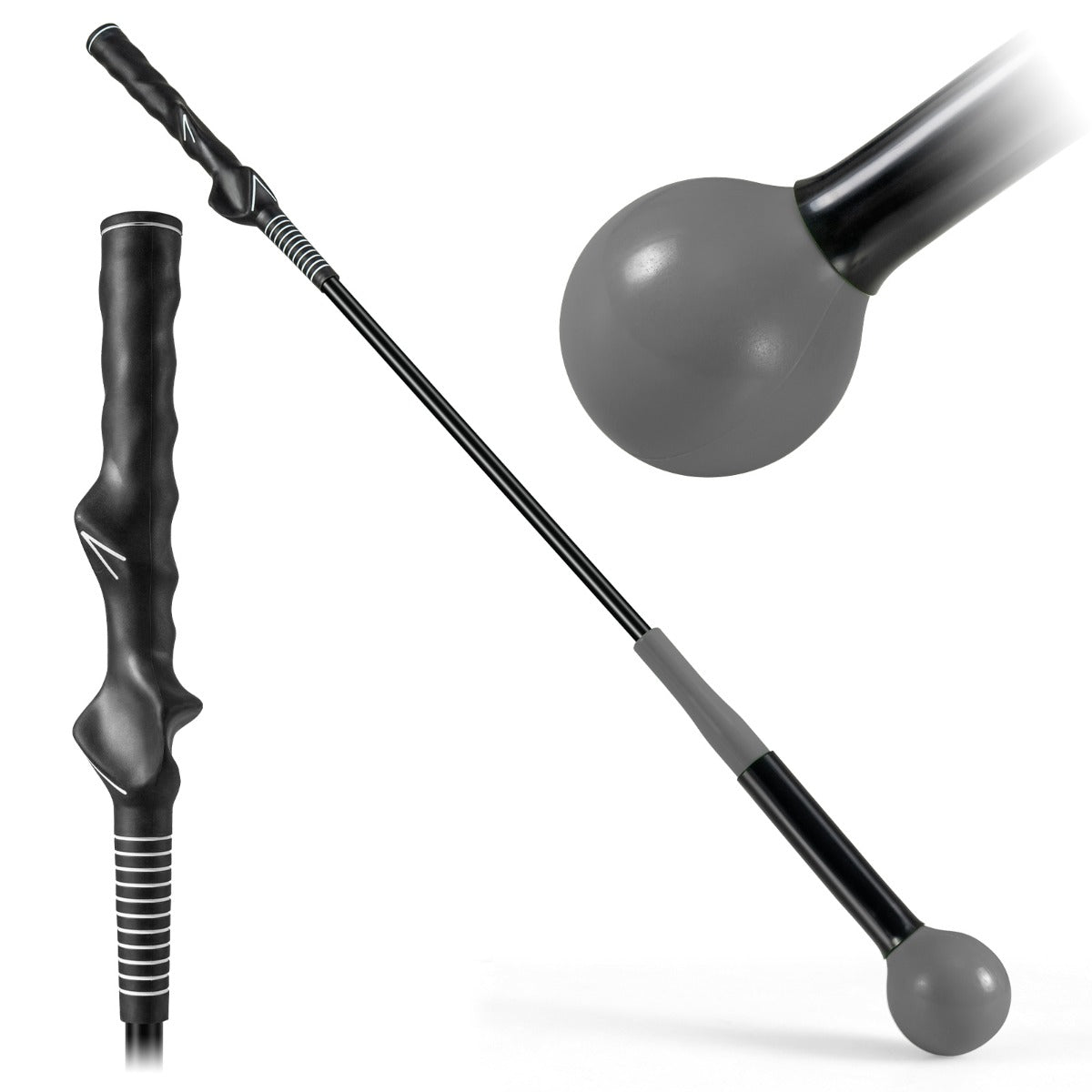Bastone da allenamento per riscaldamento con testa ponderata per impugnatura, Aiuto per allenamento del movimento del golf Grigio-Golf