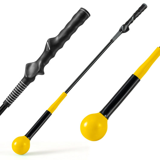 Bastone da allenamento per riscaldamento con testa ponderata per impugnatura, Aiuto per allenamento del movimento del golf Giallo-Golf