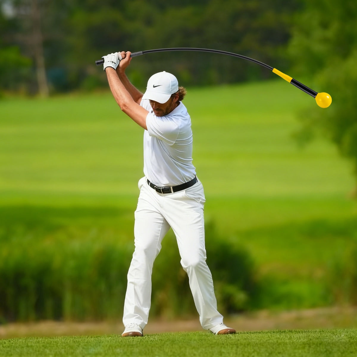 Allenatore per swing golf bastone testa ponderata impugnatura, Allenatore per swing golf aiuto movimento golf Giallo-Golf