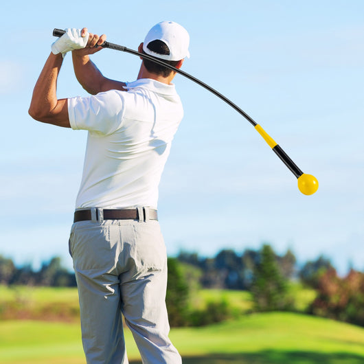 Allenatore per swing golf bastone testa ergonomica impugnatura, Allenatore per swing golf aiuto preciso movimento golf Giallo-Golf