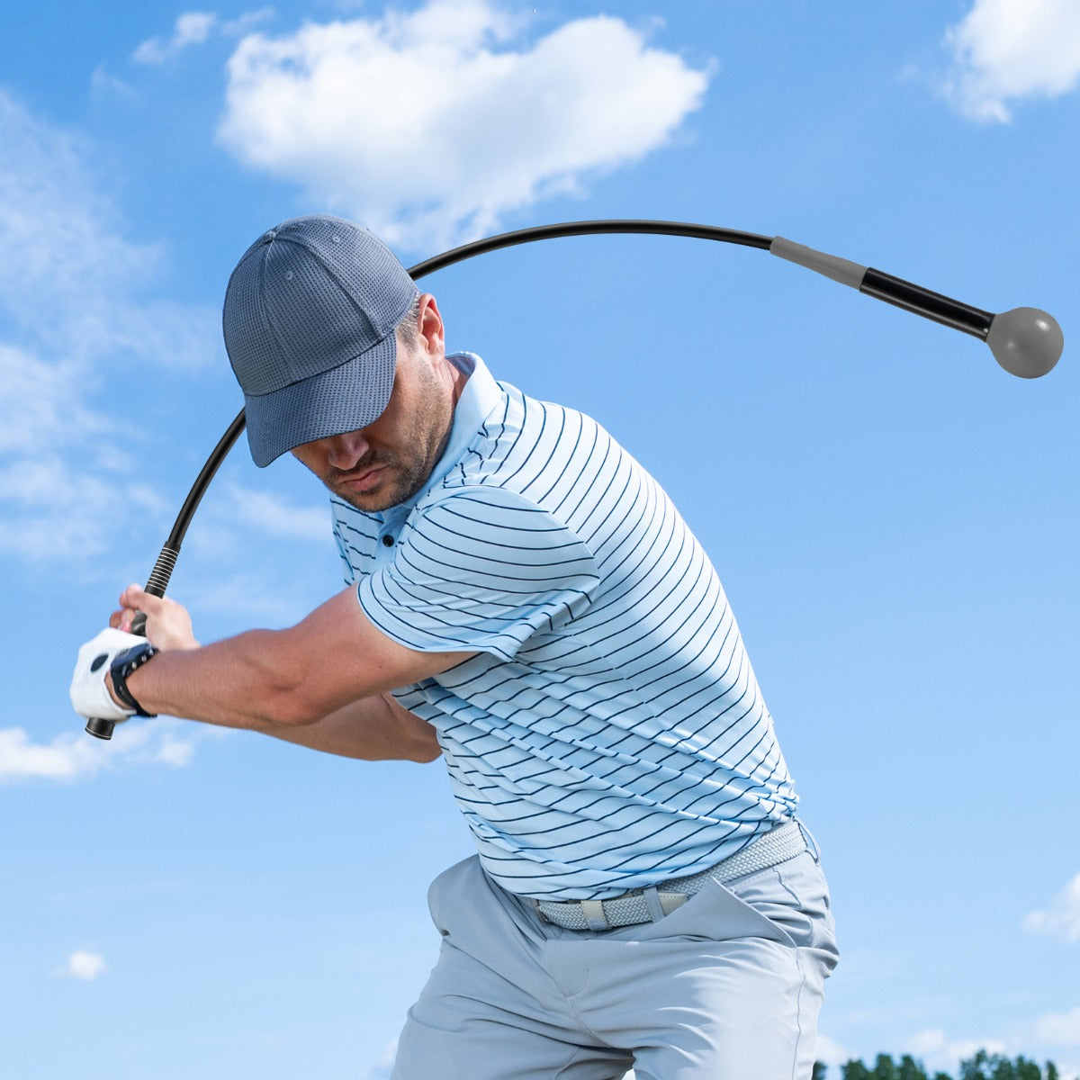 Allenatore per swing golf bastone testa ponderata impugnatura, Allenatore per swing golf aiuto movimento golf Nero-Golf