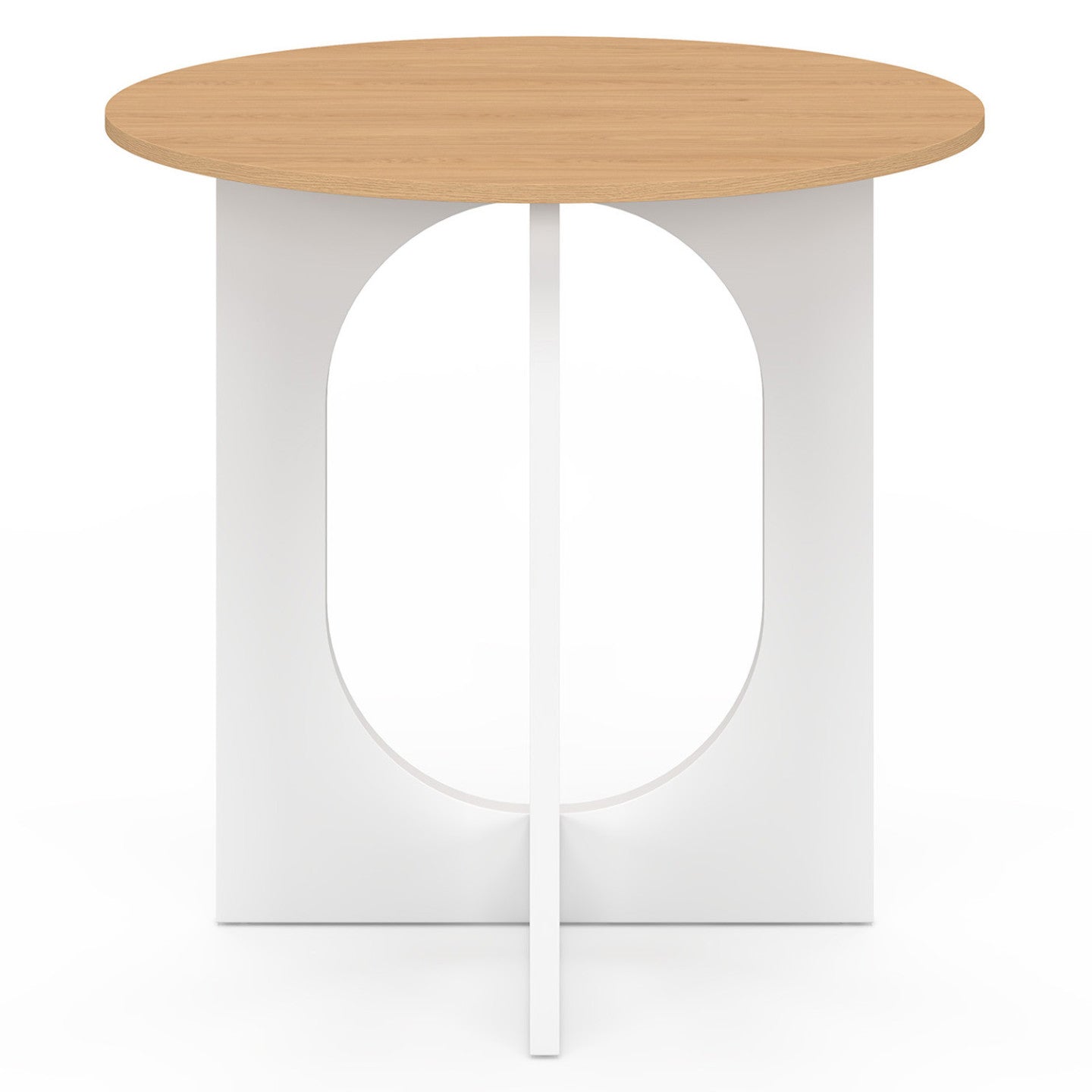 IDMarket - ALOISE Tavolo da pranzo fisso rotondo per 4 persone con gamba ad arco bianco e legno 80 cm