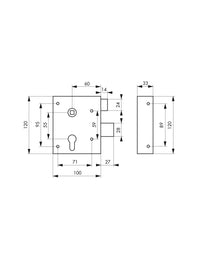 Serratura da applicare Alsace per cilindro europeo, destra, quadro 8mm, asse 60mm, 110x70mm - THIRARD