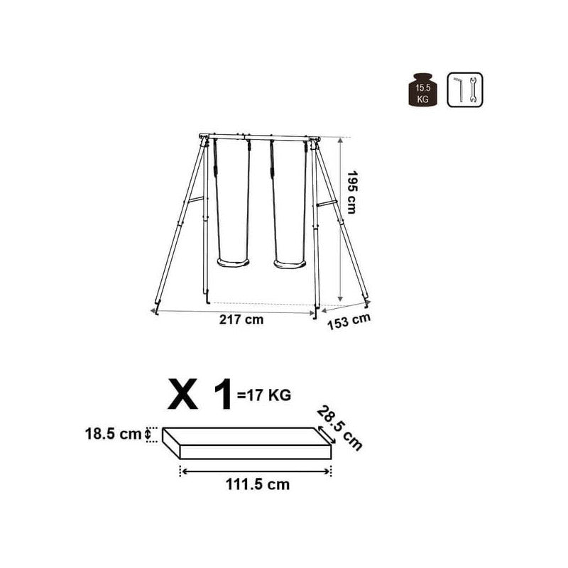 Altalena da Giardino Bimbo Allegra Duplo 2 Posti H 182 cm
