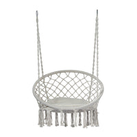 Altalena in corda e cuscino MOIA in color naturale con seduta con frange