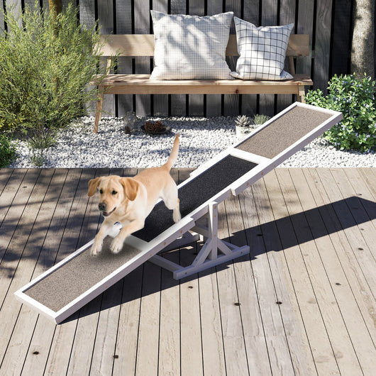 Set di esercizi e giochi per cani giocattolo da esterno per allenamento dell'equilibrio-Altalena per agility cane per animali Bianco