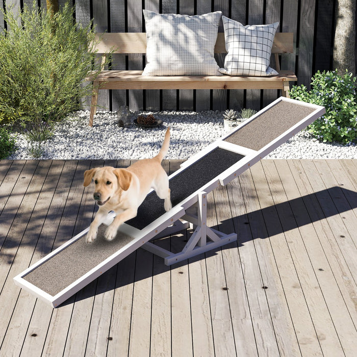 Set di esercizi e giochi per cani giocattolo da esterno per allenamento dell'equilibrio-Altalena per agility cane per animali Bianco