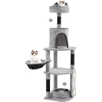 Alto albero per gatti con grande torre multi-iivello e tiragraffi in sisal, Moderno albero attivit¨¤ con condominio giocattoli-Alberi Tiragraffi