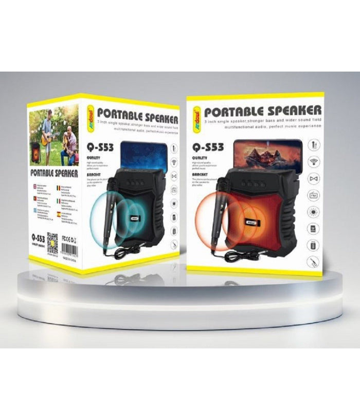 Altoparlante Bluetooth Portatile Karaoke Con Microfono Cablato Radio 5watt Q-s53         