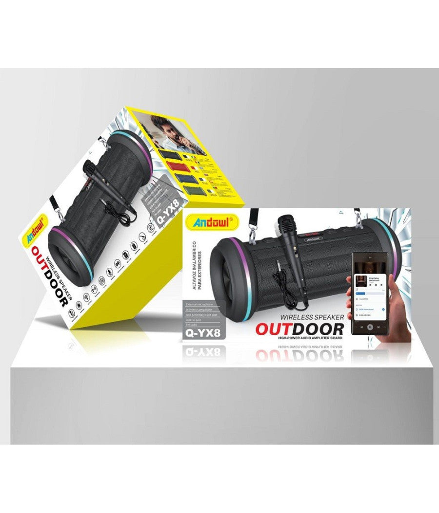 Altoparlante Bluetooth Portatile Microfono Radio Tws Usb Funzione Karaoke Q-yx8         