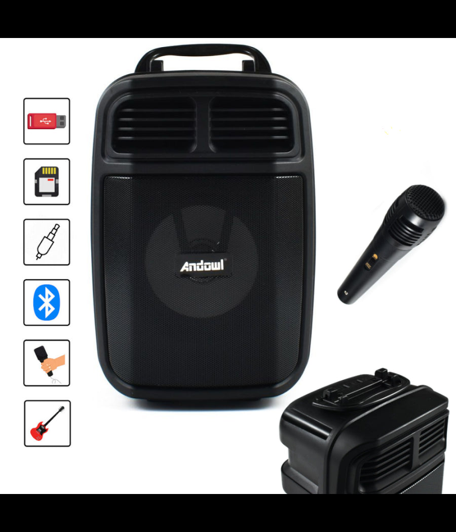 Altoparlante Bluetooth Wireless Microfono Supporto Cellulare Karaoke Led Q-l024         