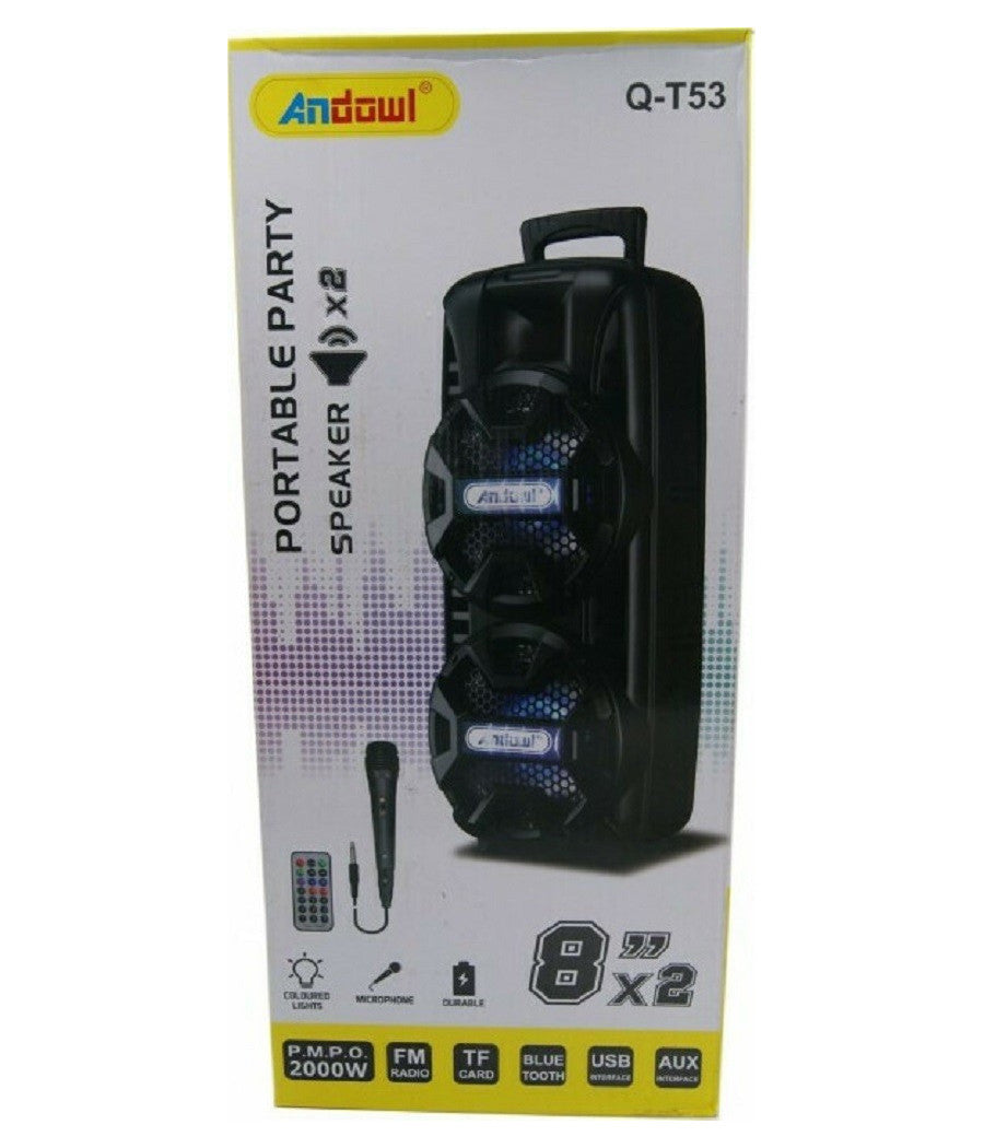 Altoparlante Bt5.0 Portatile Sistema Karaoke Microfono Cablato Party 2000w Q-t53         