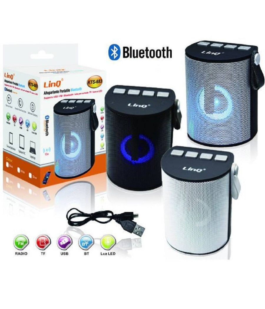 Altoparlante Speaker Bluetooth Radio Fm Usb Microsd Luce A Led Portatile Kts-683         
