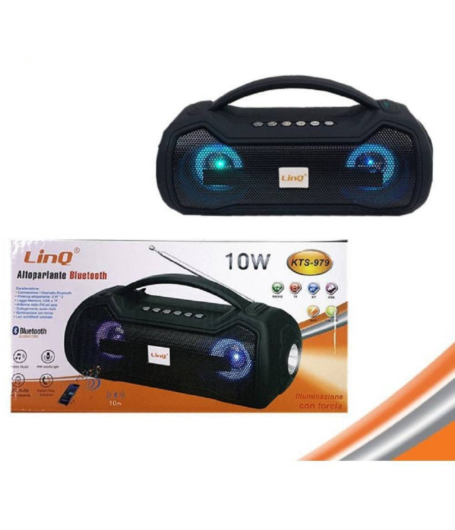 Altoparlante Speaker Cassa Bluetooth Kts-979 10w Radio Fm Tf Usb Con Torcia Led         