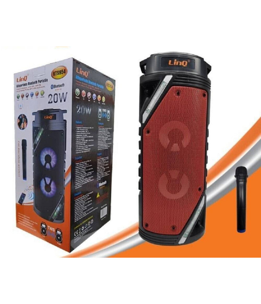 Altoparlante Speaker Cassa Bluetooth Kts954 20w Microfono Wireless Usb Portatile         