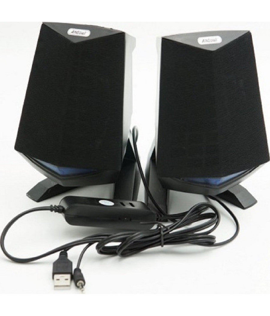 Altoparlanti 2.0 Per Computer Notebook 3w X 2 Con Illuminazione A Led Usb Q-c33         