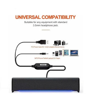 Altoparlanti Q-t125 Speaker Soundbar Per Pc Potenziamento Bassi E Led Alla Base         