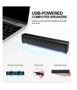 Altoparlanti Q-t125 Speaker Soundbar Per Pc Potenziamento Bassi E Led Alla Base         