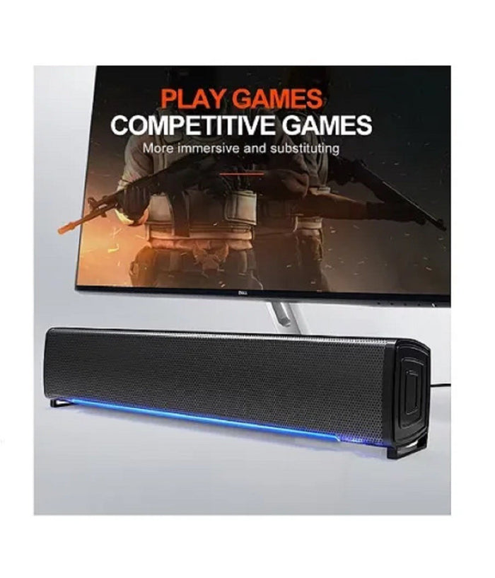 Altoparlanti Q-t125 Speaker Soundbar Per Pc Potenziamento Bassi E Led Alla Base         