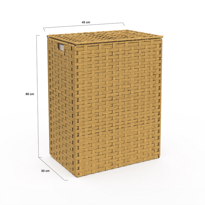 IDMarket - ALVIN cesto para la ropa efecto ratán, 2 cubos, tejido crudo