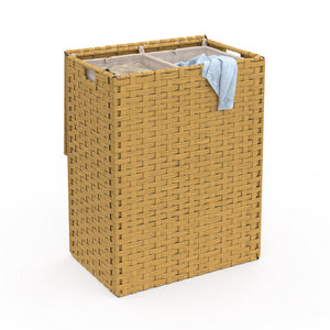 IDMarket - ALVIN cesto para la ropa efecto ratán, 2 cubos, tejido crudo