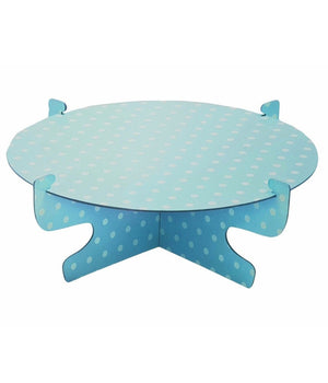 Alzata Stand Azzurro Pois 31cm In Cartone Carta Usa Getta Supporto Per Torta         
