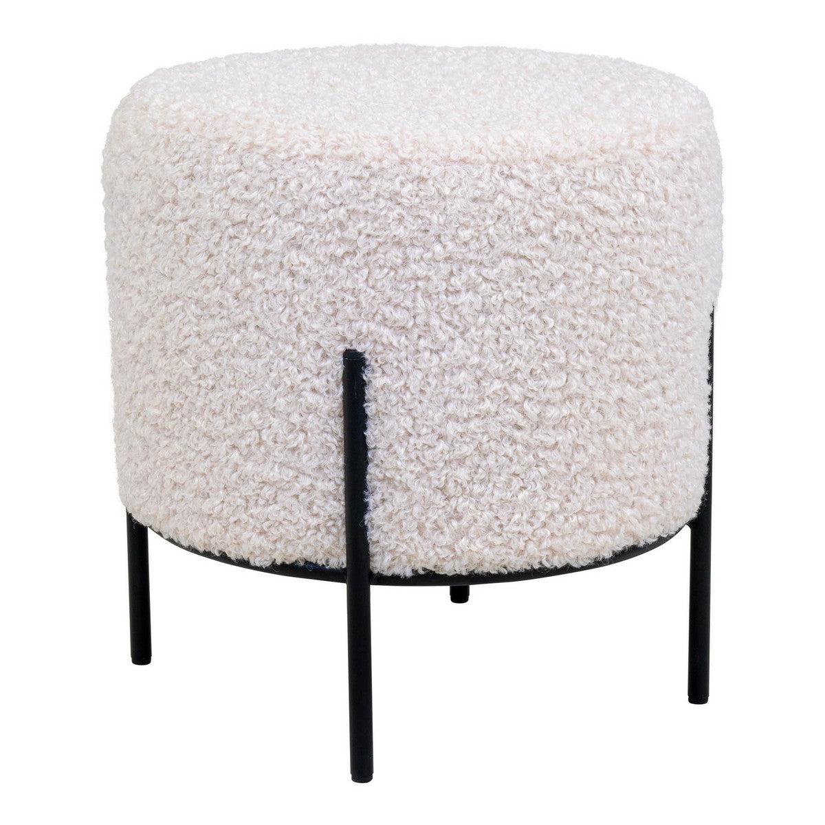 Pouf Alford, Bianco, Poliestere, 35,5x35,5x37 cm, Seven Design