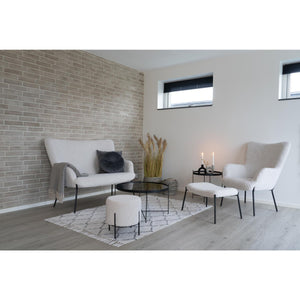 Pouf Alford, Bianco, Poliestere, 35,5x35,5x37 cm, Seven Design