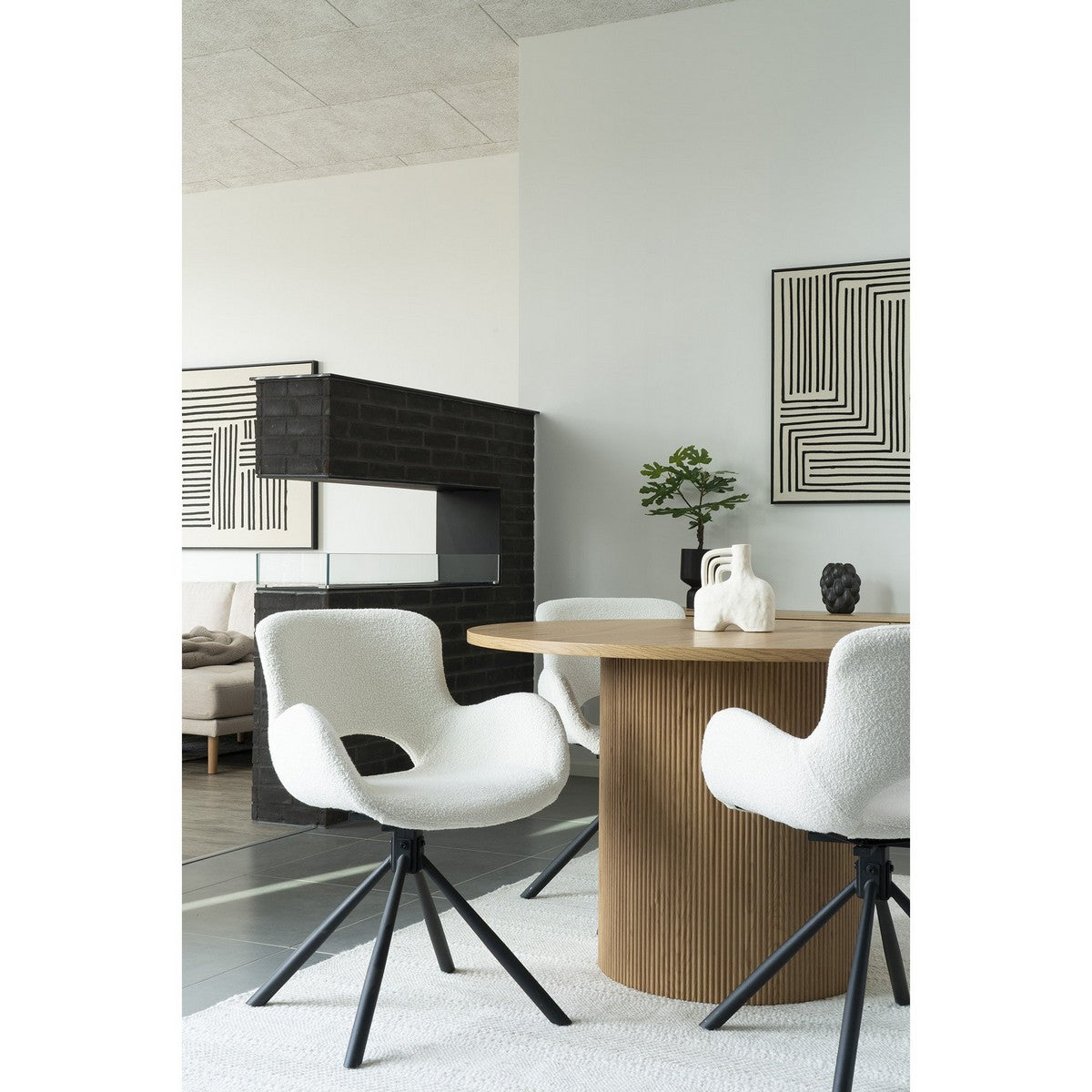 Set di 2 Sedie Amorim, Bianco, Tessuto, 58x59x82,5 cm, Seven Design