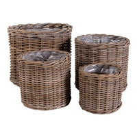 Set di 4 Cesti Portaoggetti Bogor, Marrone, Rattan, 40x40x35 cm, Seven Design