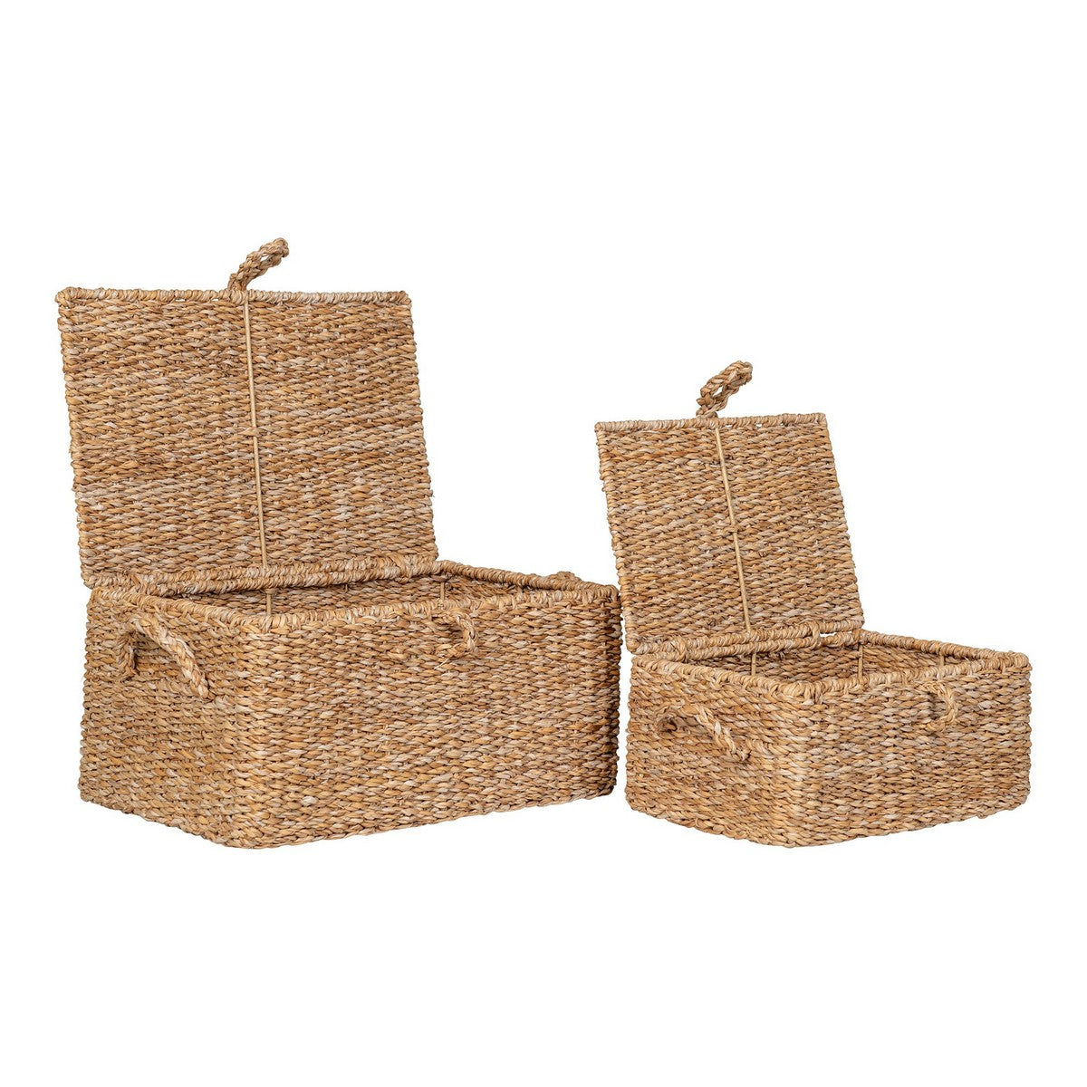 Set di 2 Cesti Portaoggetti Bogra, Marrone,  	Erba Marina, 28x40x20 cm, Seven Design