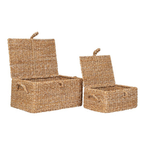 Set di 2 Cesti Portaoggetti Bogra, Marrone,  	Erba Marina, 28x40x20 cm, Seven Design
