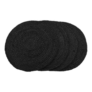 Set di 4 Sottopiatti Bombay, Nero, Juta, 38x38x0,5 cm, Seven Design