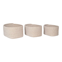 Set di 3 Cesti Portaoggetti Cadima, Beige, Cotone, 23x18x13 cm, Seven Design